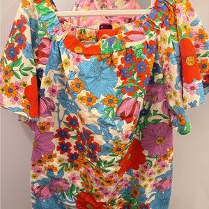 H&M Bright Floral Mini Dress in Red, Blue, Pink and Green